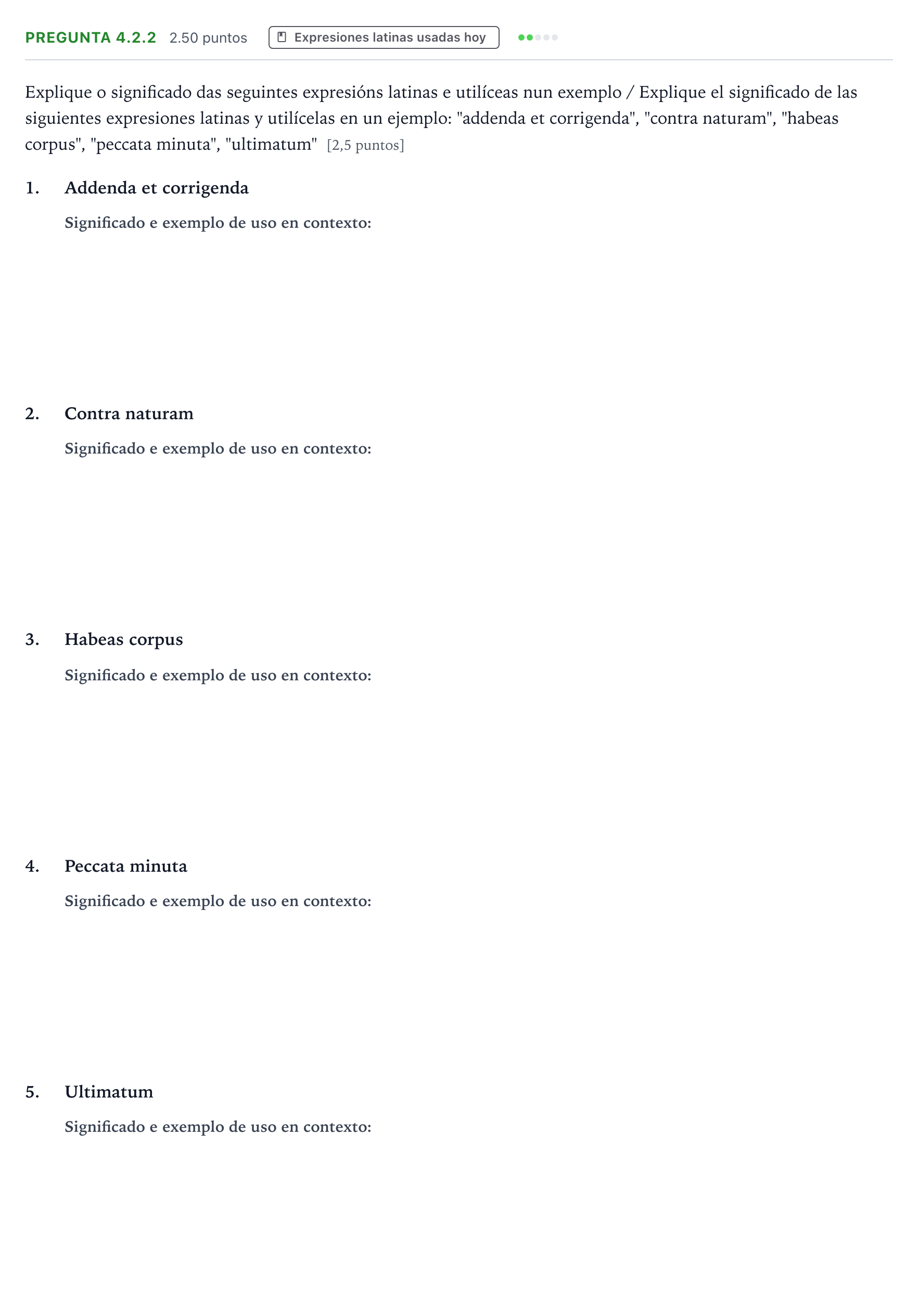 Enunciado: Pregunta 4.2.2 · Latín II PAU Galicia Ordinaria 2023