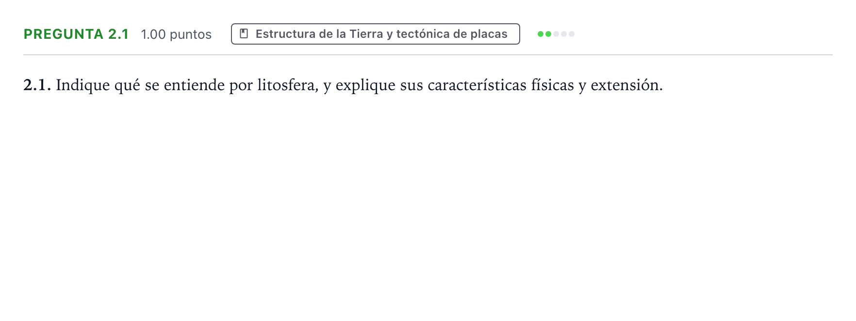 Enunciado: Pregunta 2.1 · Geología y Ciencias Ambientales PAU Galicia Extraordinaria 2023