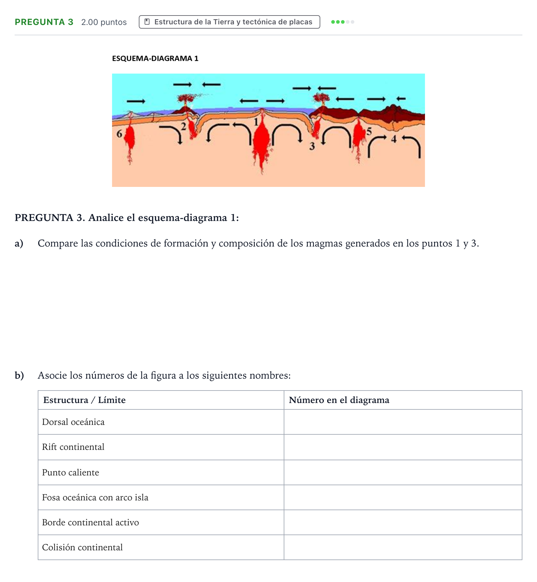 Enunciado: Pregunta 3 · Geología y Ciencias Ambientales PAU Galicia Extraordinaria 2023