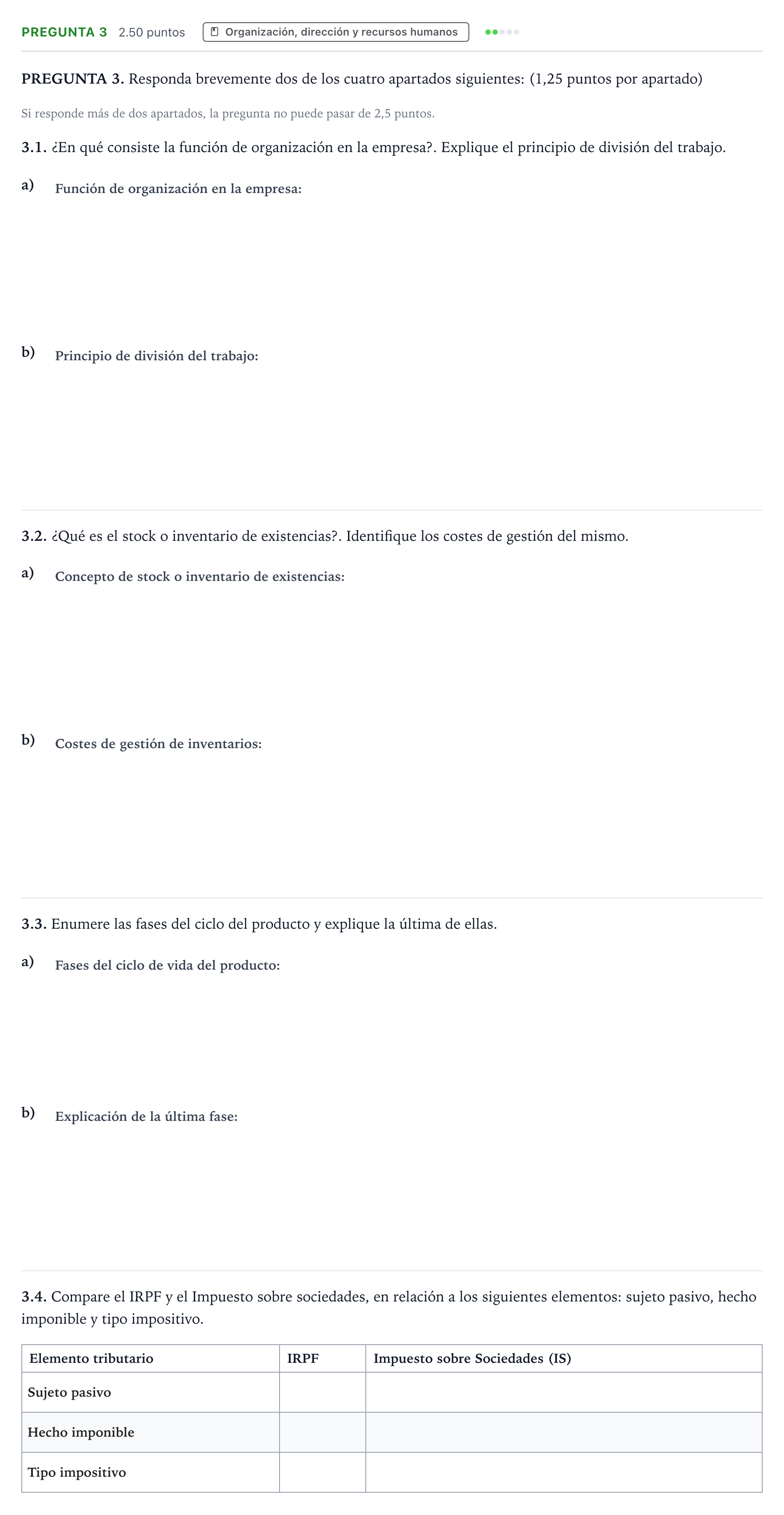 Enunciado: Pregunta 3 · Empresa y Diseño de Modelos de Negocio PAU Galicia Ordinaria 2023
