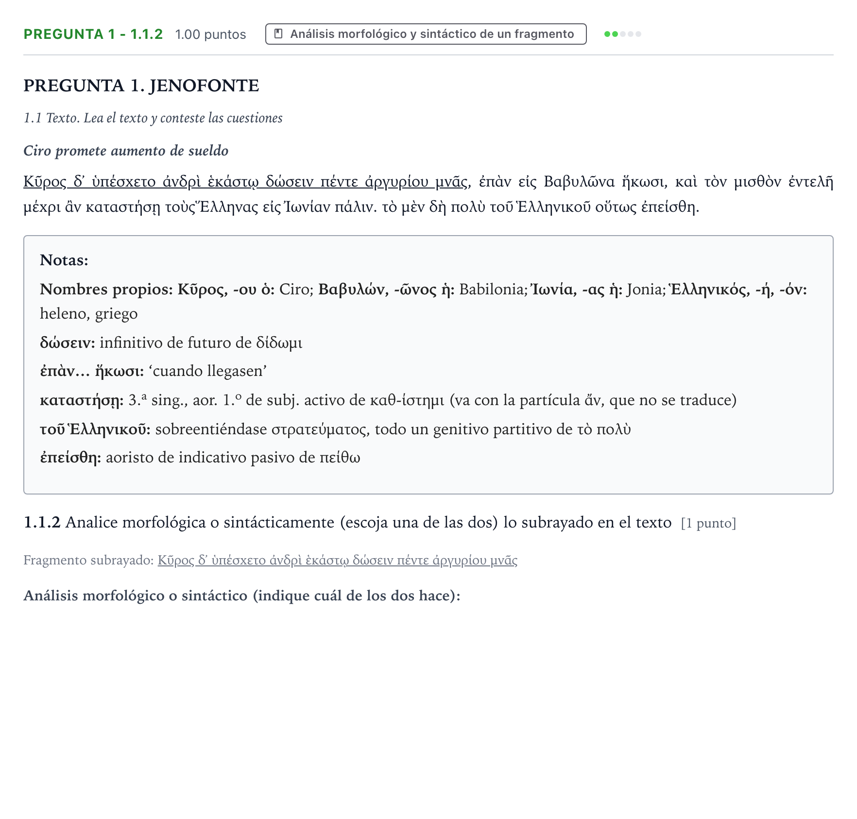 Enunciado: Pregunta 1 - 1.1.2 · Griego II PAU Galicia Ordinaria 2023