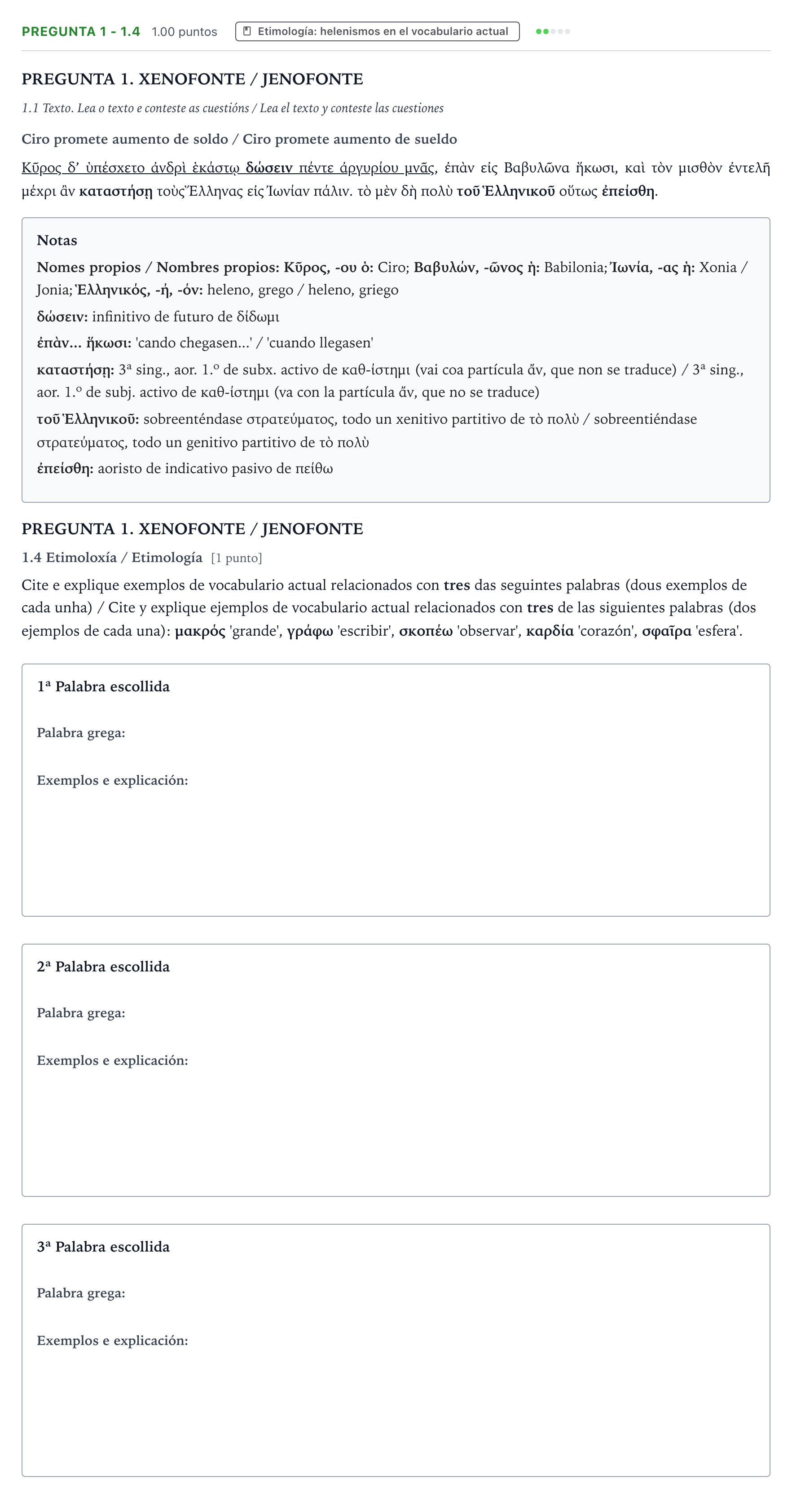 Enunciado: Pregunta 1 - 1.4 · Griego II PAU Galicia Ordinaria 2023