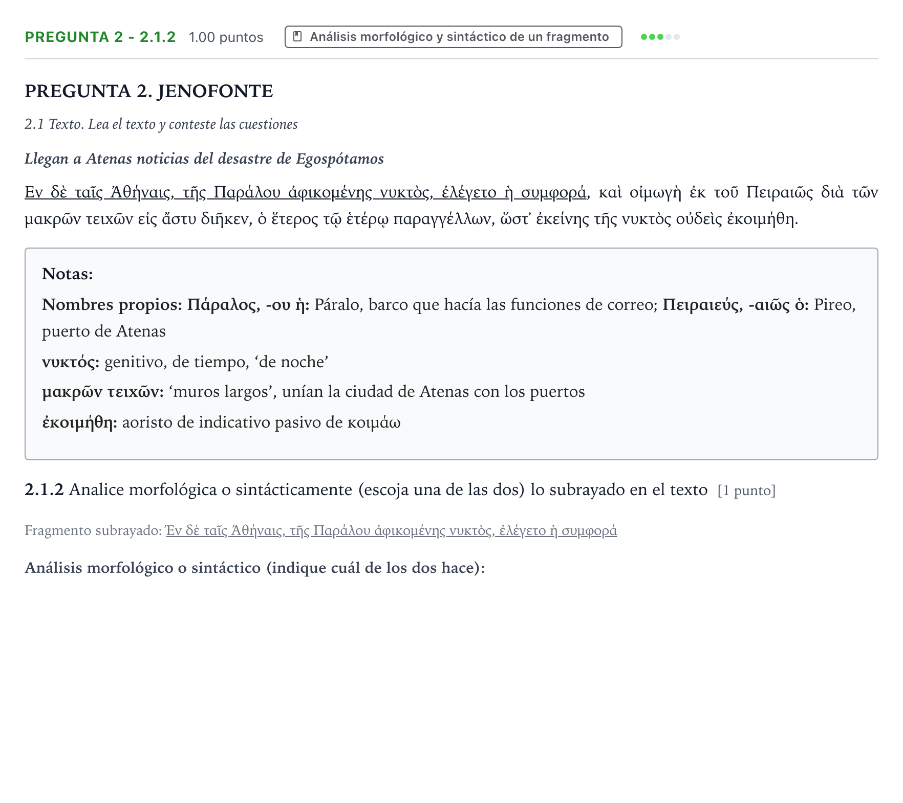 Enunciado: Pregunta 2 - 2.1.2 · Griego II PAU Galicia Ordinaria 2023