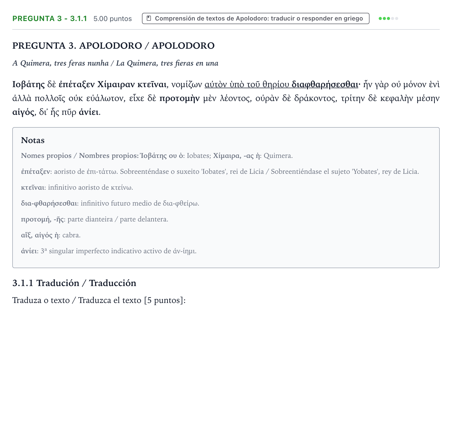 Enunciado: Pregunta 3 - 3.1.1 · Griego II PAU Galicia Ordinaria 2023