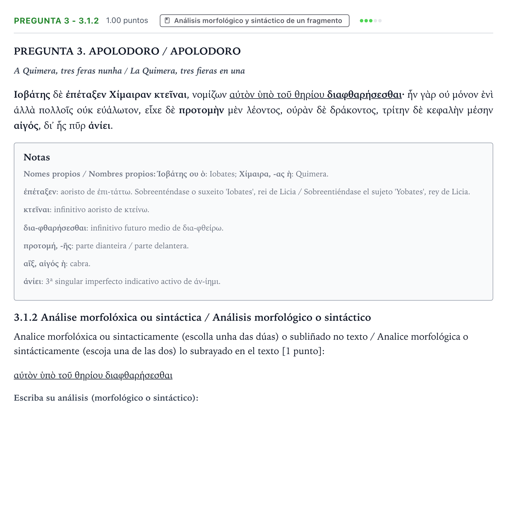 Enunciado: Pregunta 3 - 3.1.2 · Griego II PAU Galicia Ordinaria 2023