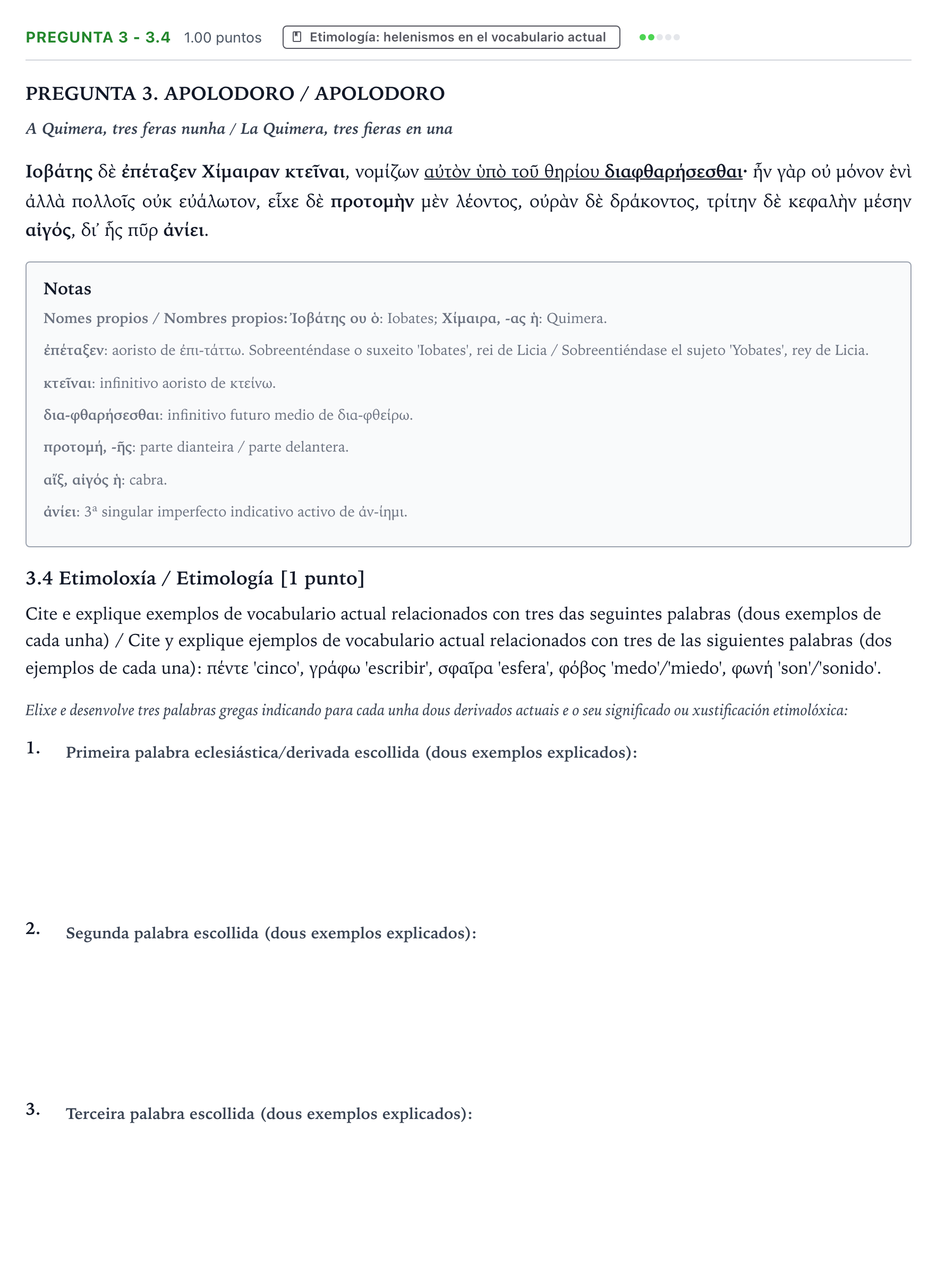 Enunciado: Pregunta 3 - 3.4 · Griego II PAU Galicia Ordinaria 2023
