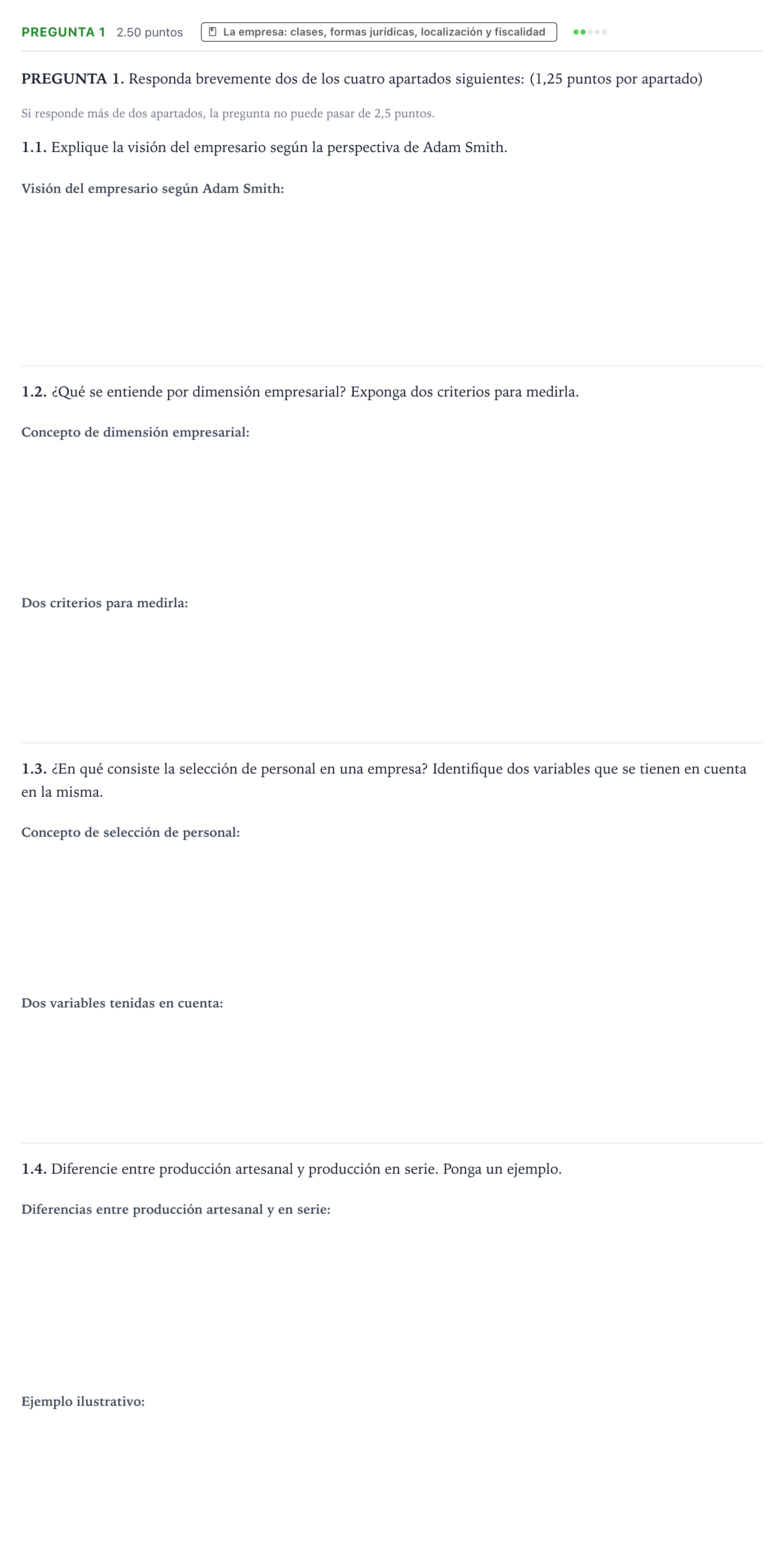 Enunciado: Pregunta 1 · Empresa y Diseño de Modelos de Negocio PAU Galicia Extraordinaria 2023