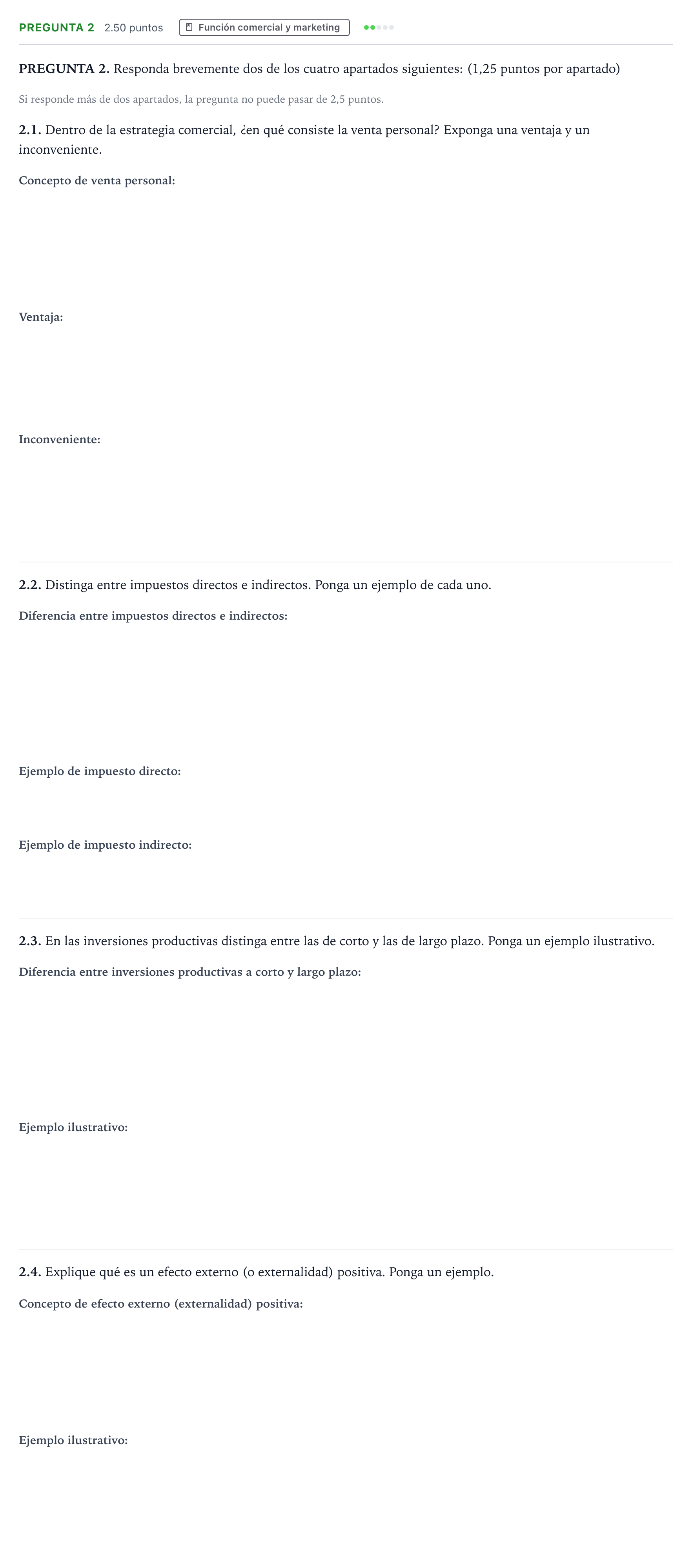 Enunciado: Pregunta 2 · Empresa y Diseño de Modelos de Negocio PAU Galicia Extraordinaria 2023