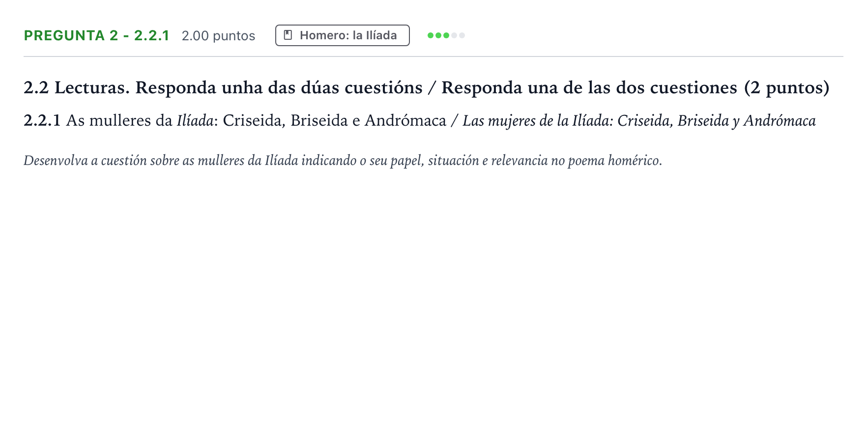 Enunciado: Pregunta 2 - 2.2.1 · Griego II PAU Galicia Extraordinaria 2023