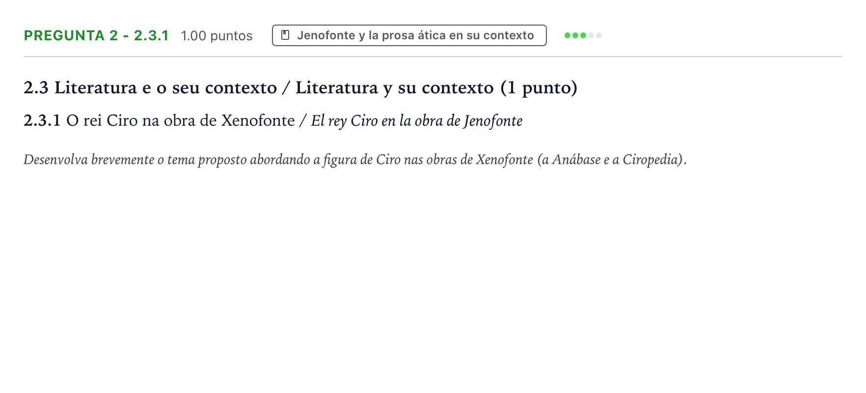 Enunciado: Pregunta 2 - 2.3.1 · Griego II PAU Galicia Extraordinaria 2023