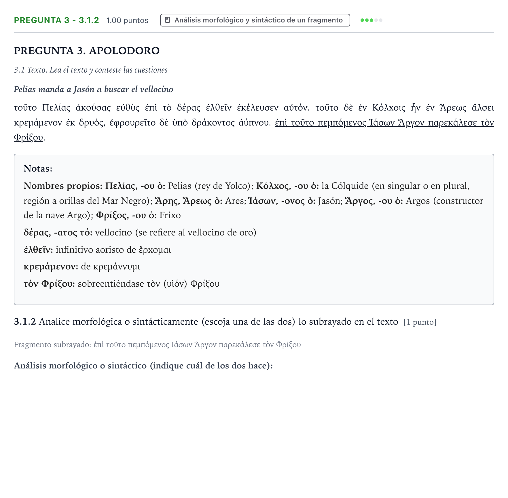 Enunciado: Pregunta 3 - 3.1.2 · Griego II PAU Galicia Extraordinaria 2023