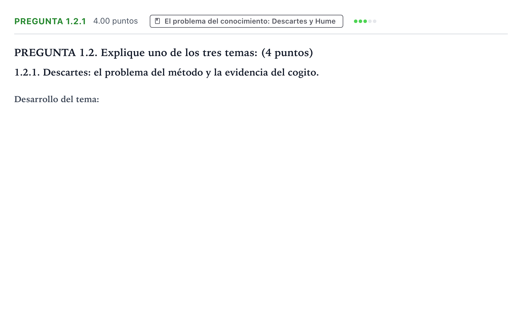 Enunciado: Pregunta 1.2.1 · Historia de la Filosofía PAU Galicia Extraordinaria 2023