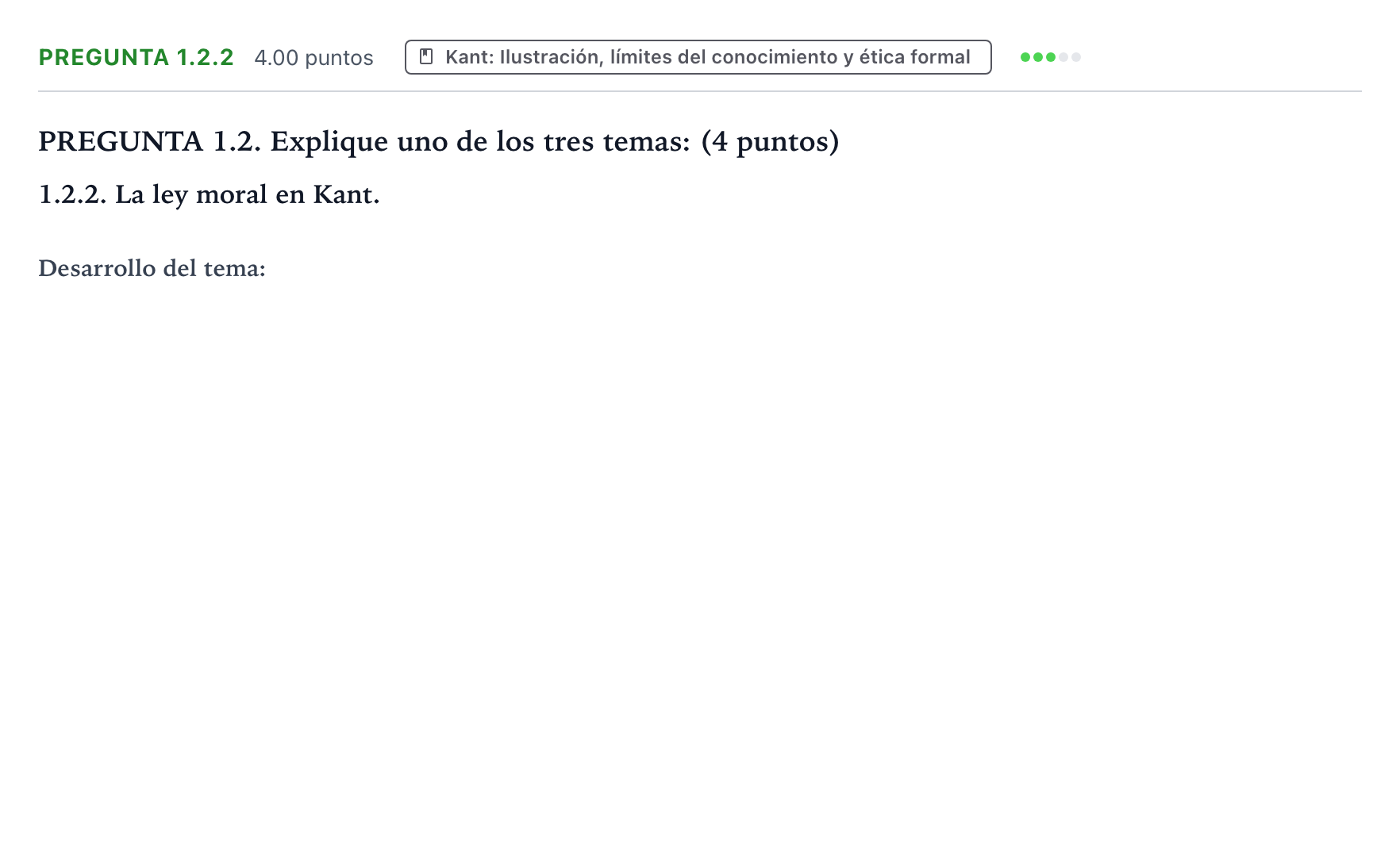 Enunciado: Pregunta 1.2.2 · Historia de la Filosofía PAU Galicia Extraordinaria 2023