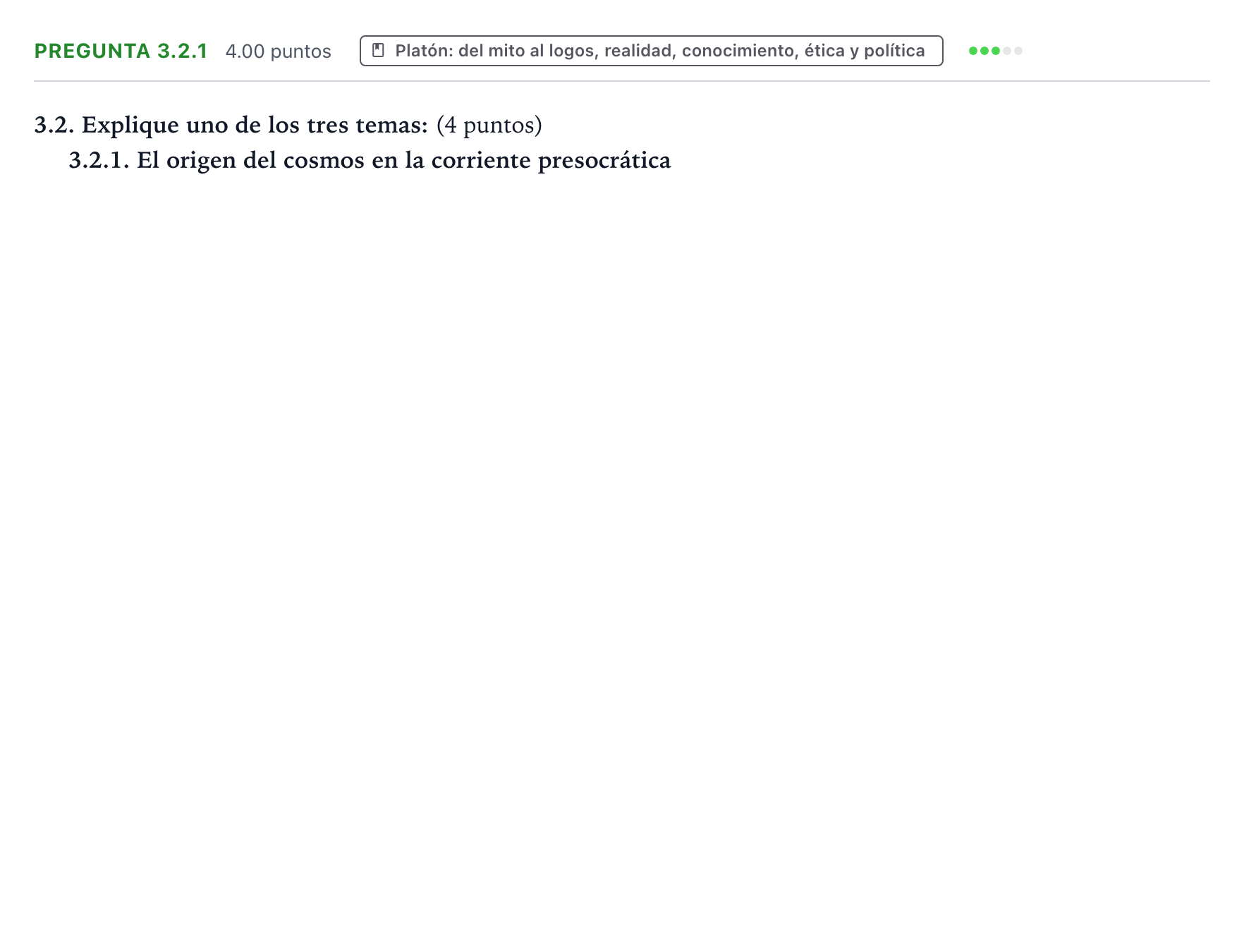 Enunciado: Pregunta 3.2.1 · Historia de la Filosofía PAU Galicia Extraordinaria 2023