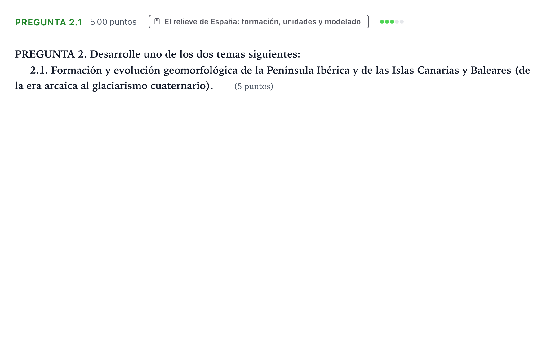 Enunciado: Pregunta 2.1 · Geografía PAU Galicia Ordinaria 2023