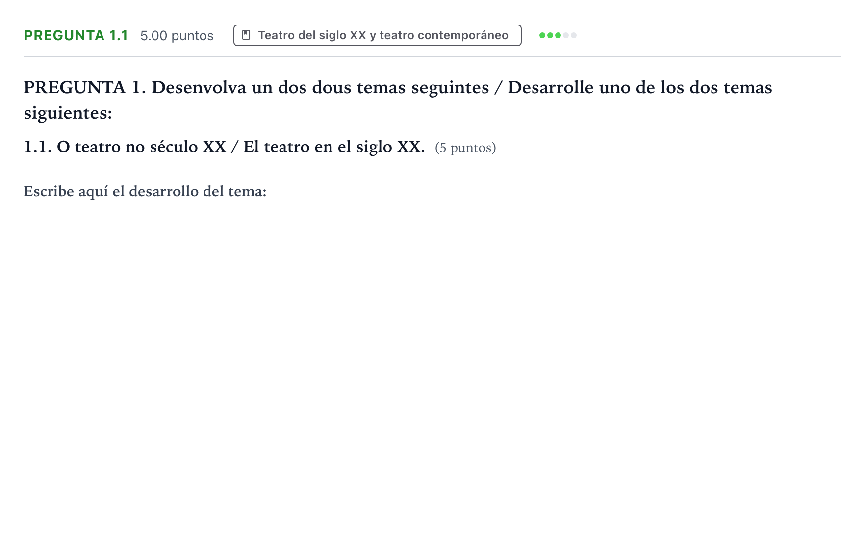 Enunciado: Pregunta 1.1 · Artes Escénicas PAU Galicia Ordinaria 2023