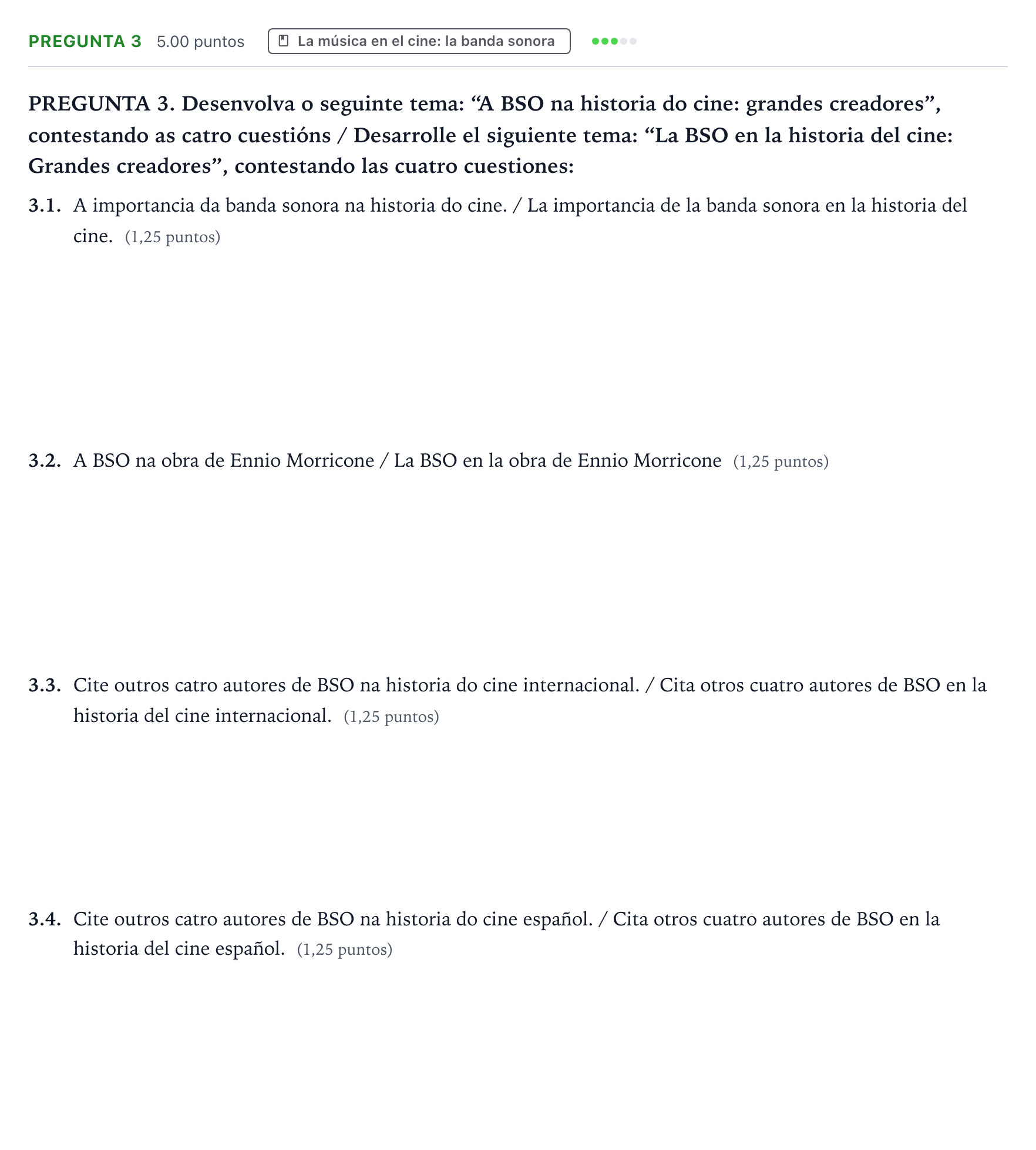 Enunciado: Pregunta 3 · Cultura Audiovisual II PAU Galicia Ordinaria 2023