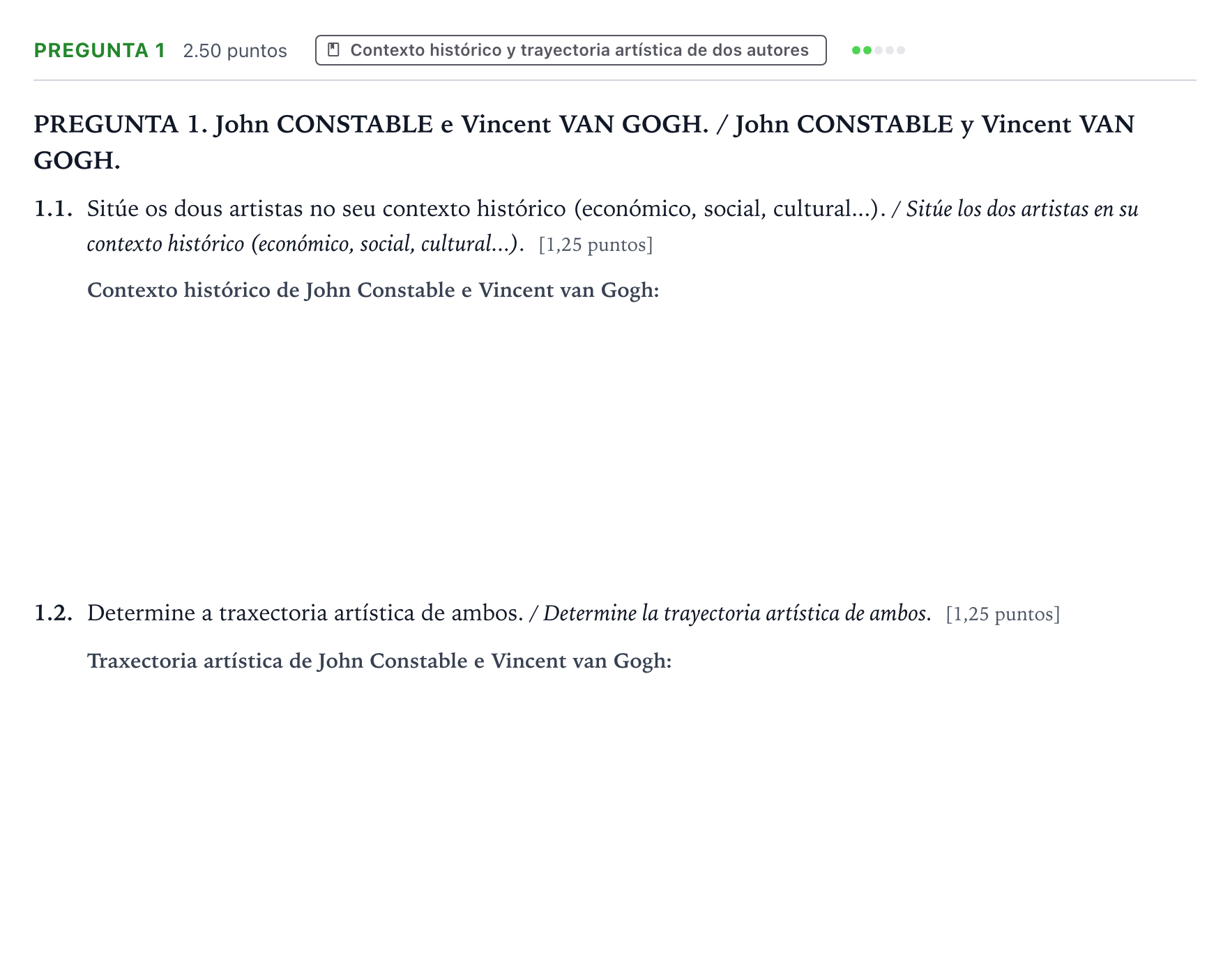 Enunciado: Pregunta 1 · Fundamentos Artísticos PAU Galicia Ordinaria 2023