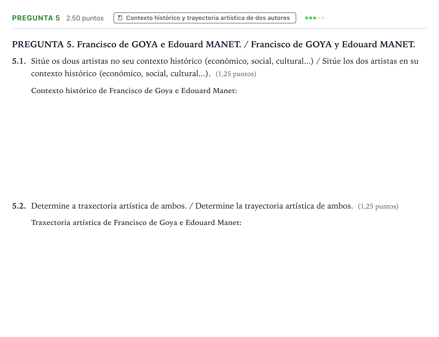 Enunciado: Pregunta 5 · Fundamentos Artísticos PAU Galicia Ordinaria 2023