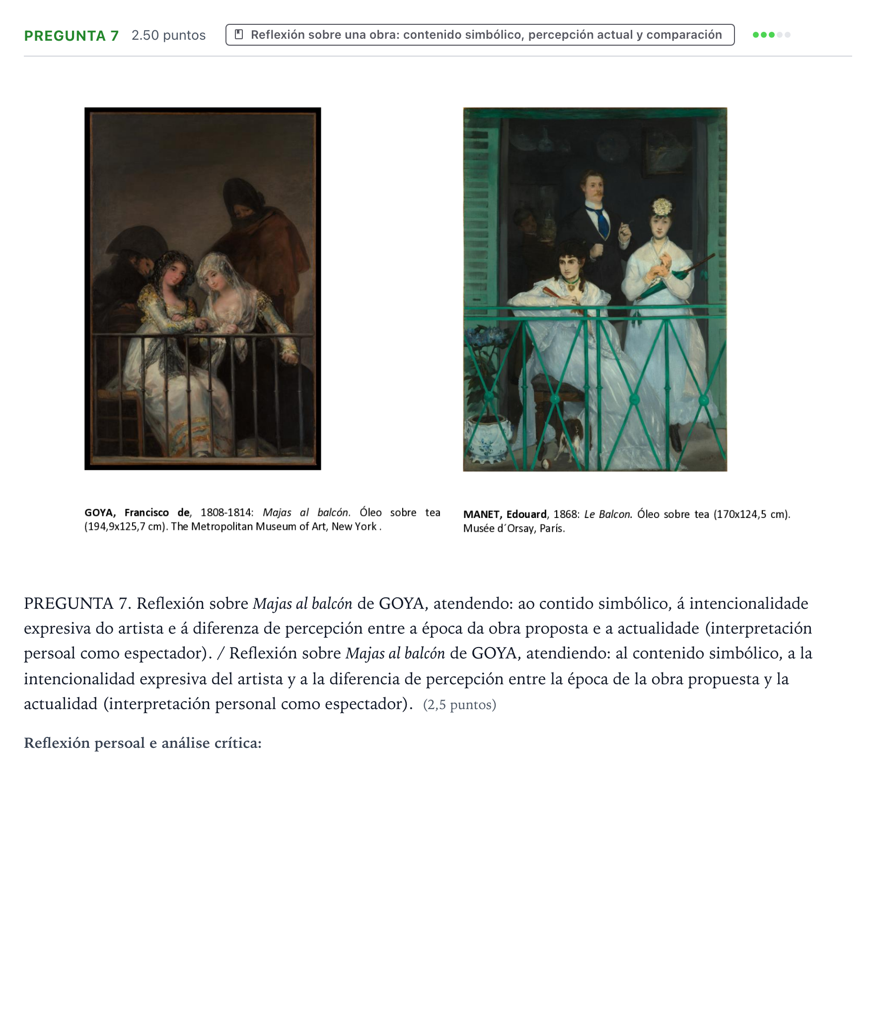 Enunciado: Pregunta 7 · Fundamentos Artísticos PAU Galicia Ordinaria 2023