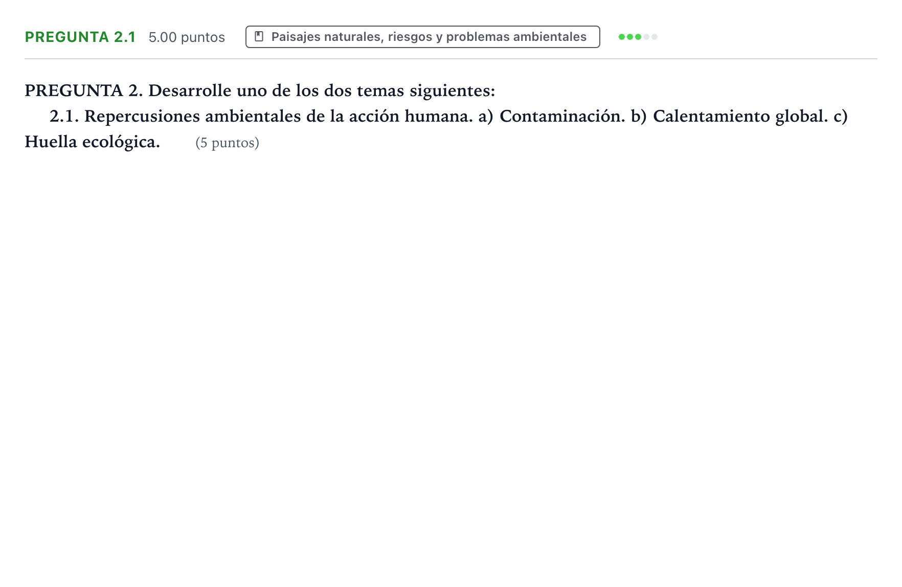Enunciado: Pregunta 2.1 · Geografía PAU Galicia Extraordinaria 2023