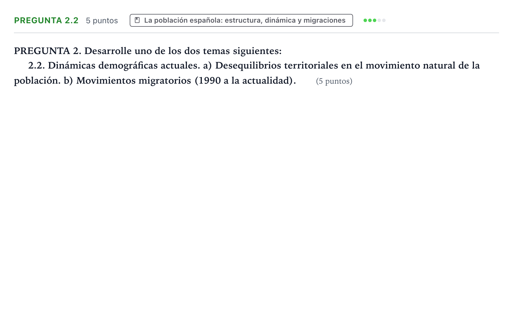 Enunciado: Pregunta 2.2 · Geografía PAU Galicia Extraordinaria 2023