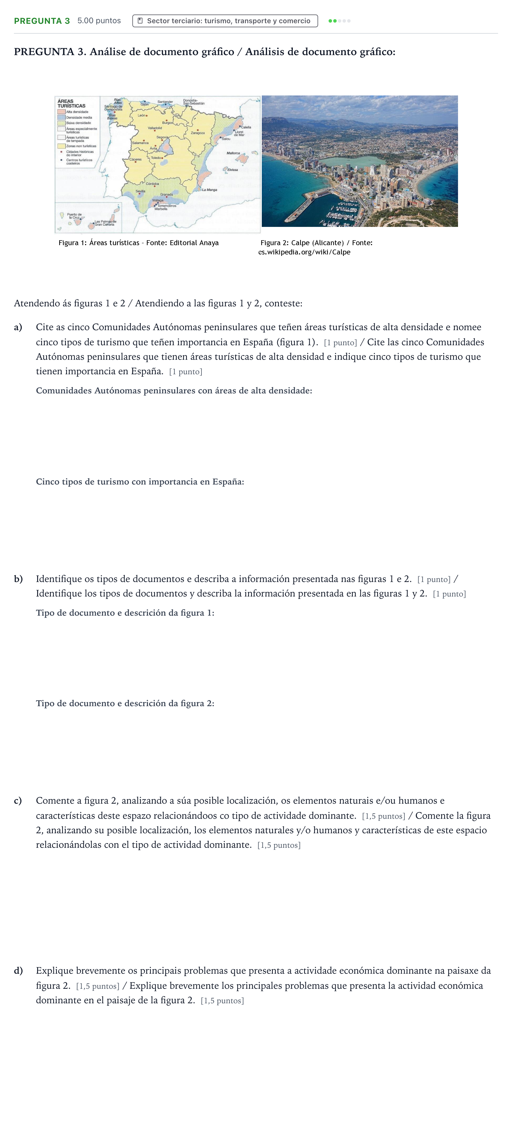 Enunciado: Pregunta 3 · Geografía PAU Galicia Extraordinaria 2023