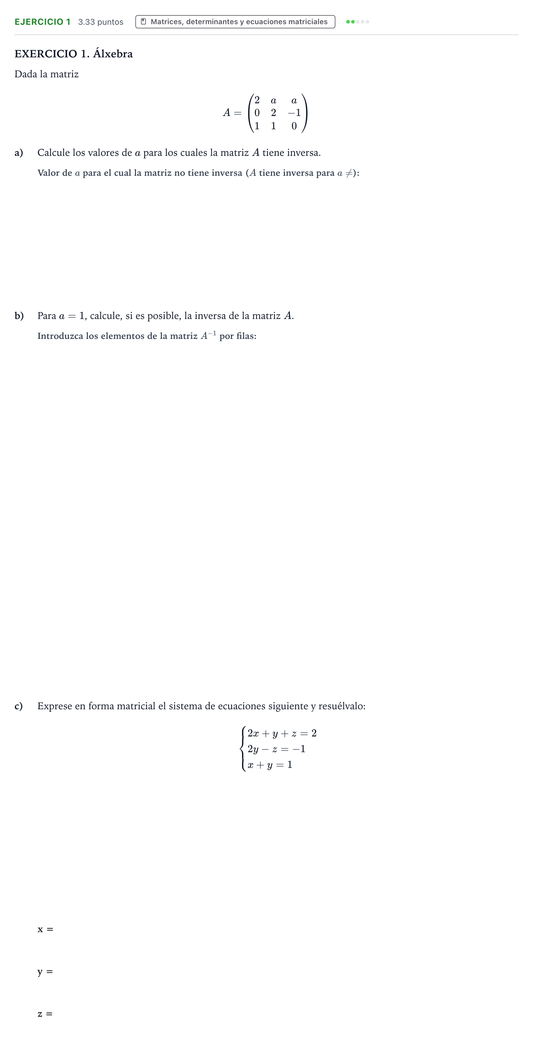Enunciado: Problema 1 · Matemáticas aplicadas a las Ciencias Sociales II PAU Galicia Extraordinaria 2023