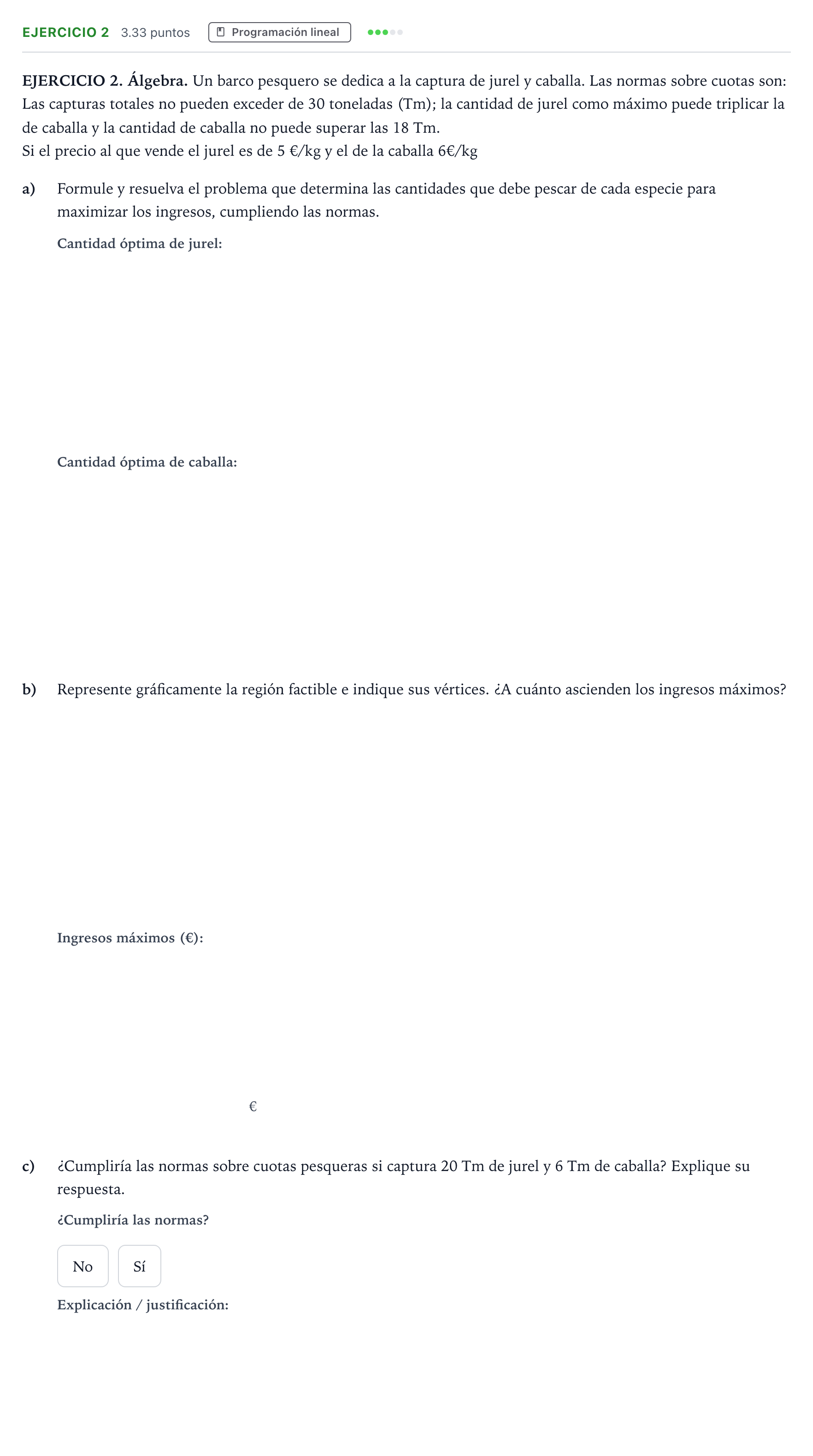 Enunciado: Problema 2 · Matemáticas aplicadas a las Ciencias Sociales II PAU Galicia Extraordinaria 2023