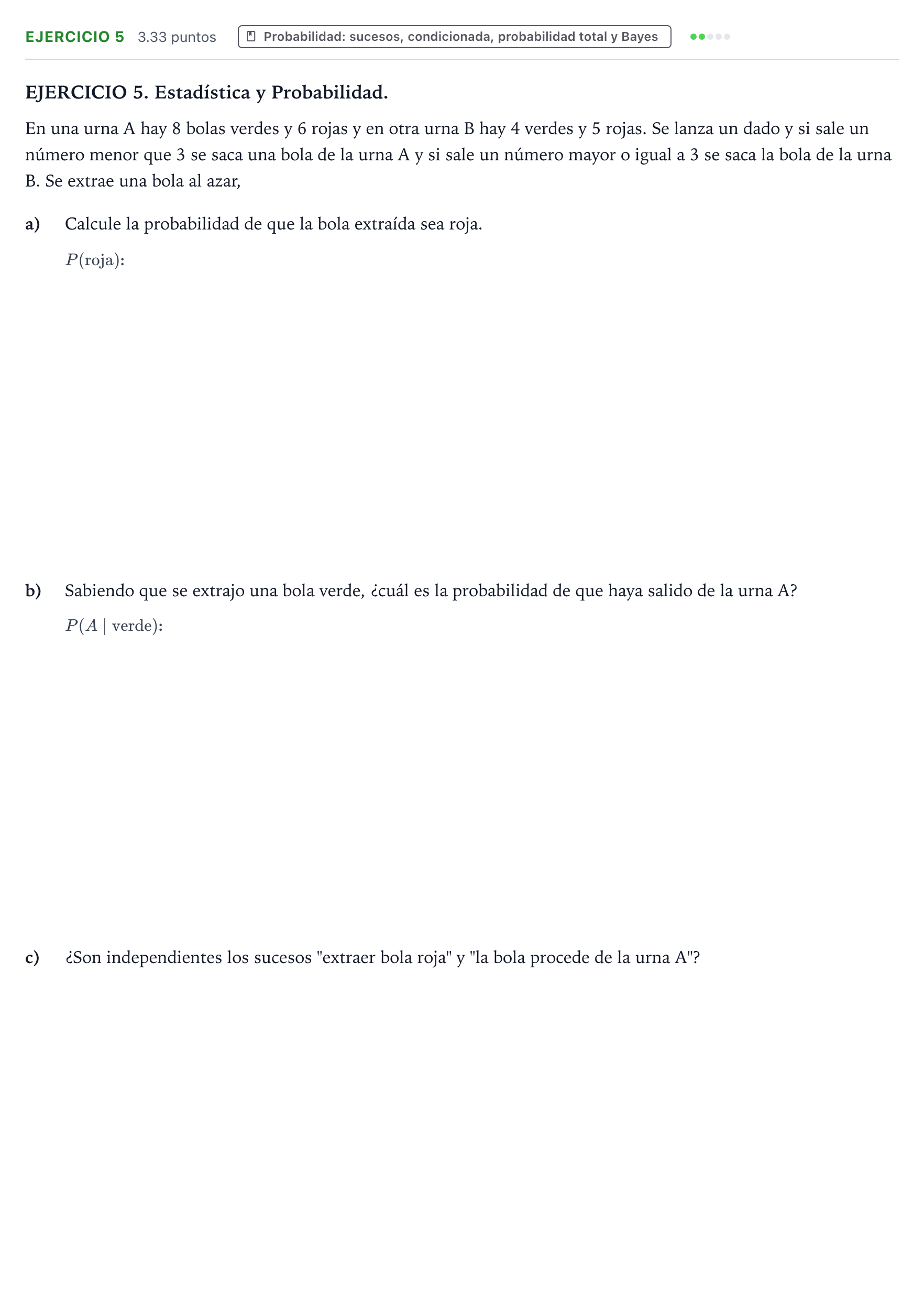 Enunciado: Problema 5 · Matemáticas aplicadas a las Ciencias Sociales II PAU Galicia Extraordinaria 2023
