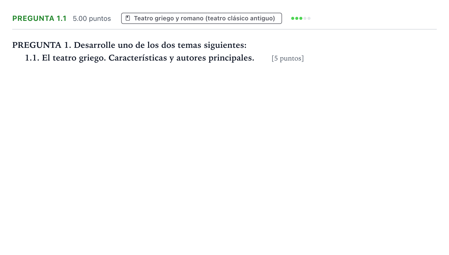 Enunciado: Pregunta 1.1 · Artes Escénicas PAU Galicia Extraordinaria 2023