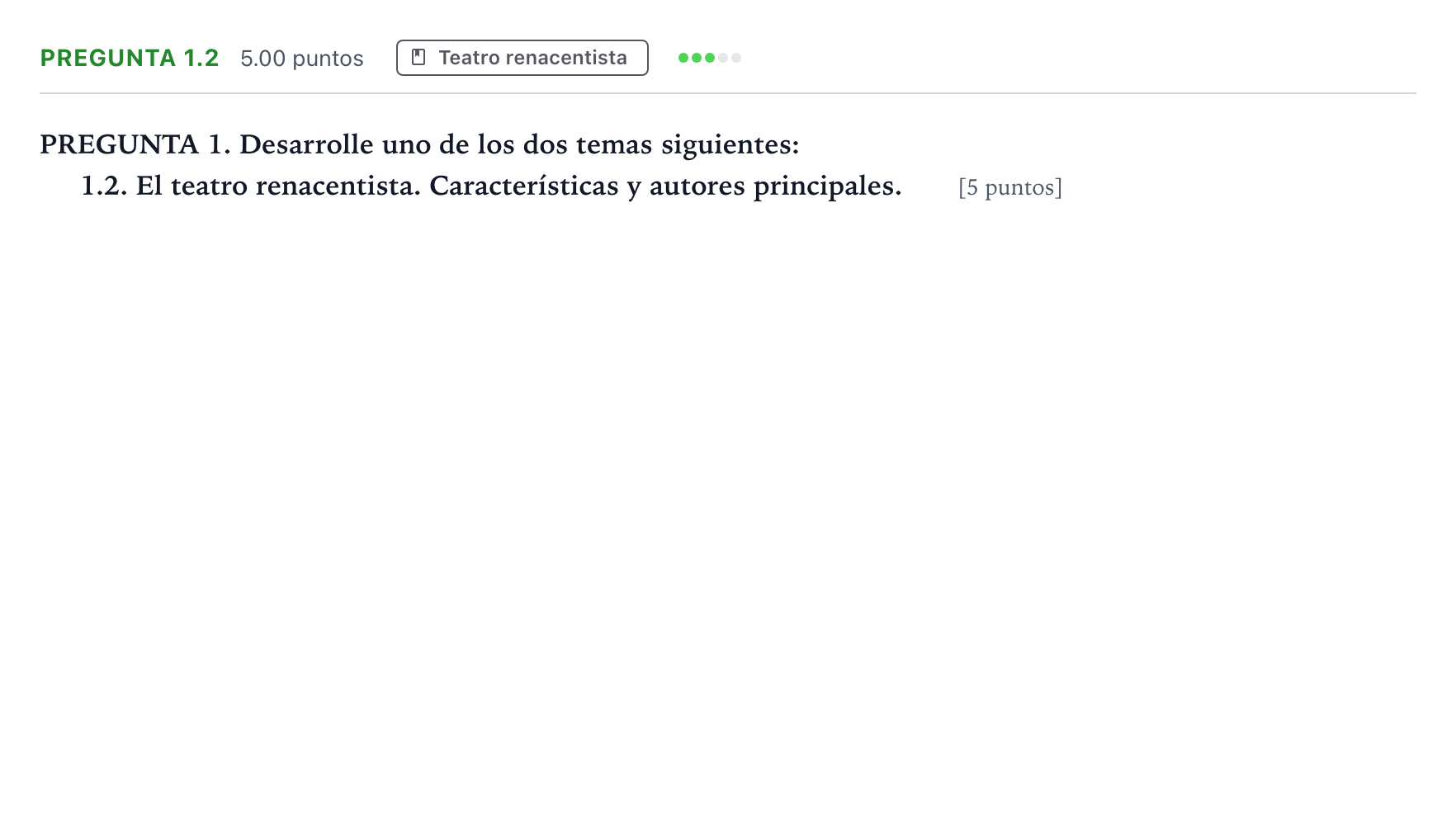 Enunciado: Pregunta 1.2 · Artes Escénicas PAU Galicia Extraordinaria 2023