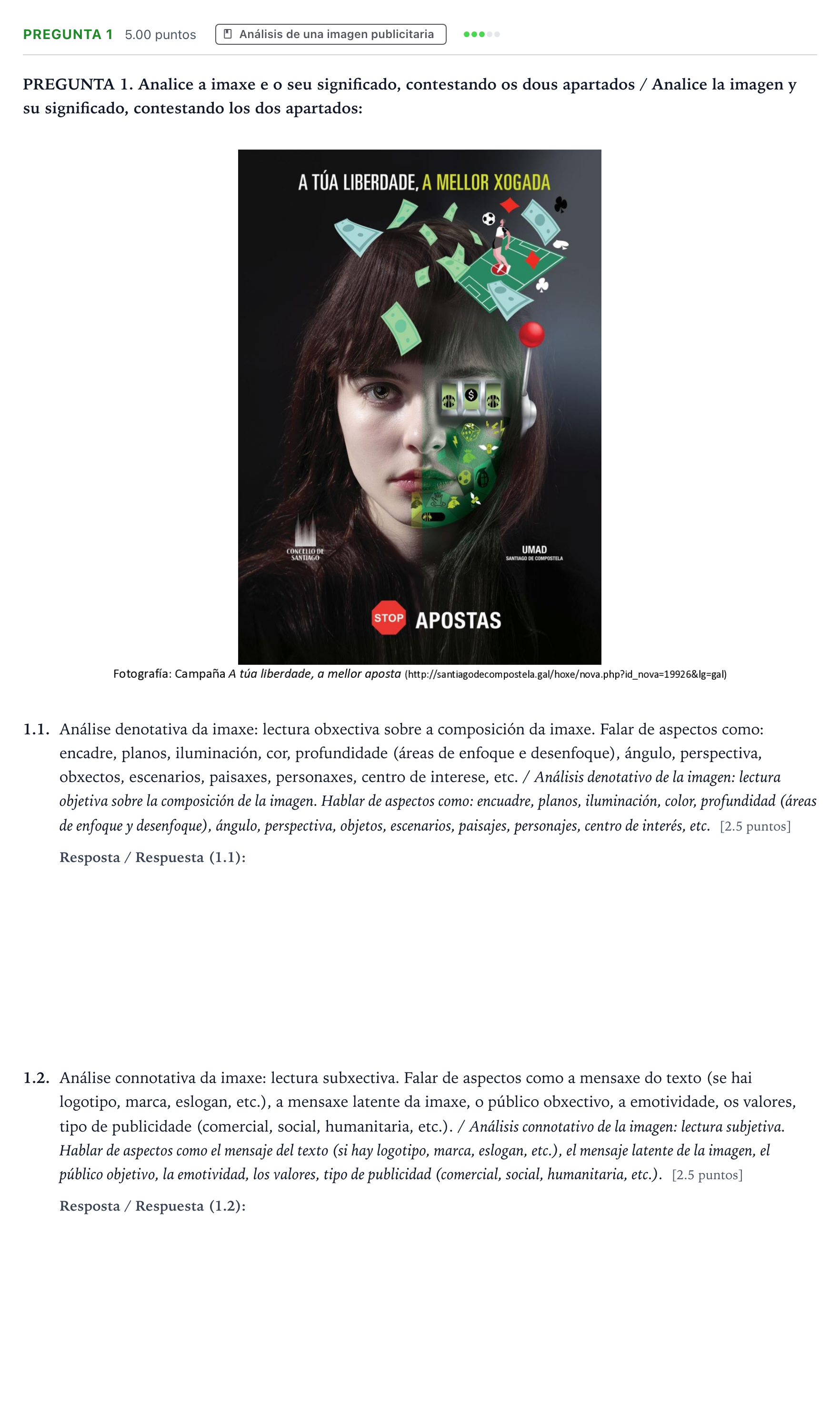 Enunciado: Pregunta 1 · Cultura Audiovisual II PAU Galicia Extraordinaria 2023