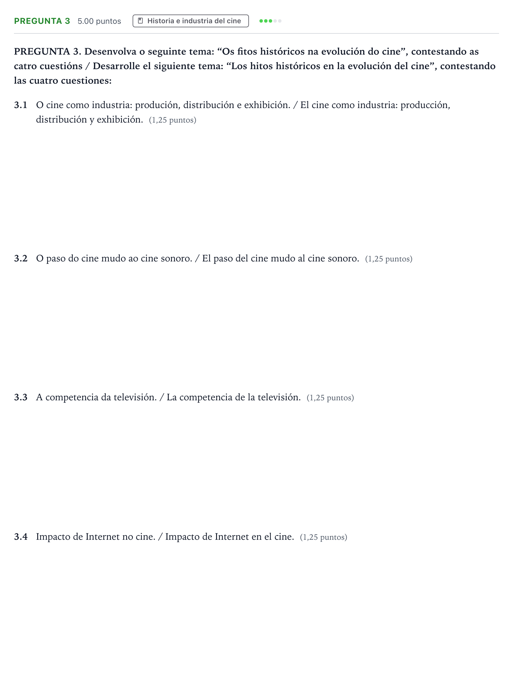Enunciado: Pregunta 3 · Cultura Audiovisual II PAU Galicia Extraordinaria 2023