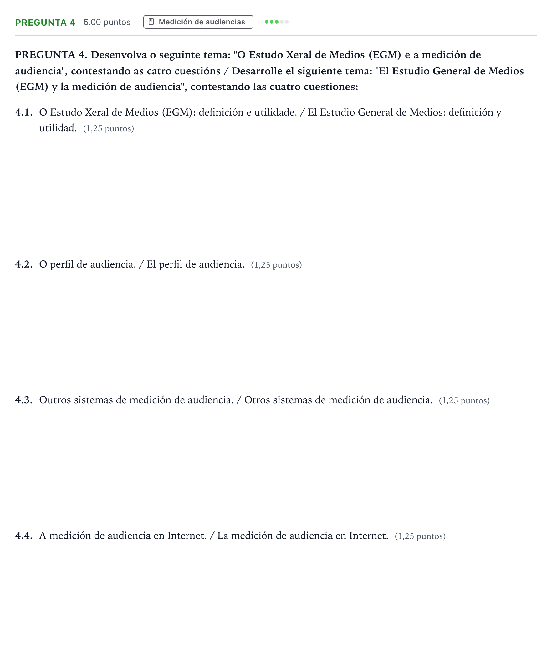 Enunciado: Pregunta 4 · Cultura Audiovisual II PAU Galicia Extraordinaria 2023