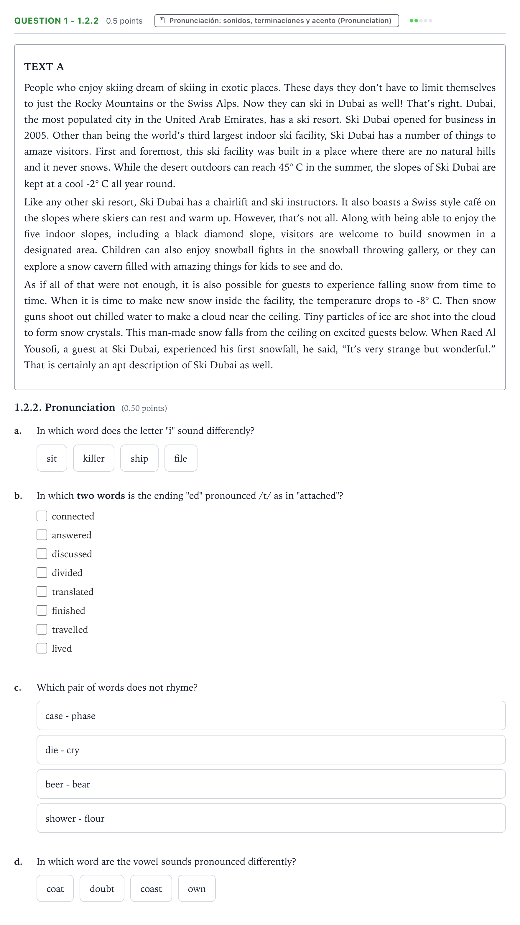 Enunciado: Question 1 - 1.2.2 · Inglés PAU Galicia Ordinaria (2ª lengua extranjera) 2023