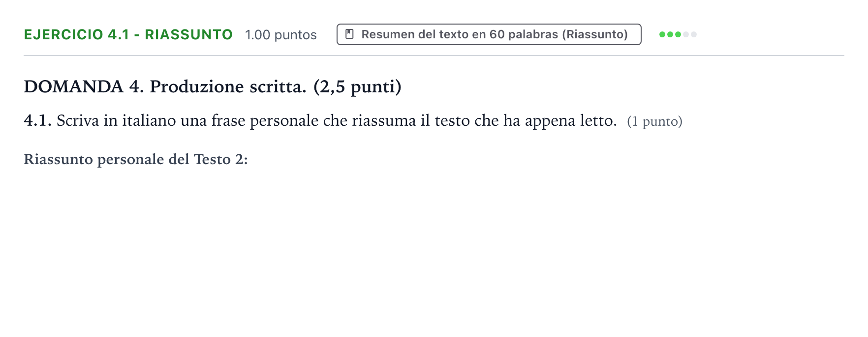 Enunciado: Ejercicio 4.1 - Riassunto · Italiano PAU Galicia Ordinaria (2ª lengua extranjera) 2023