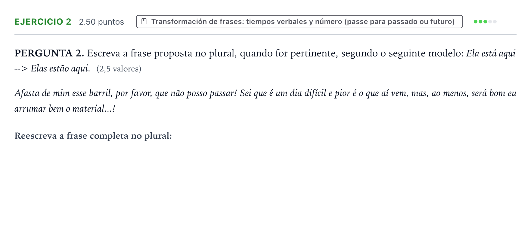 Enunciado: Problema 2 · Portugués PAU Galicia Extraordinaria (2ª lengua extranjera) 2023