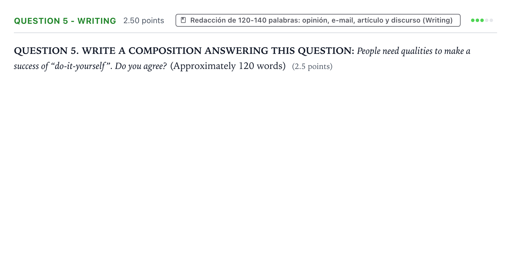 Enunciado: Question 5 - Writing · Inglés PAU Galicia Ordinaria 2022