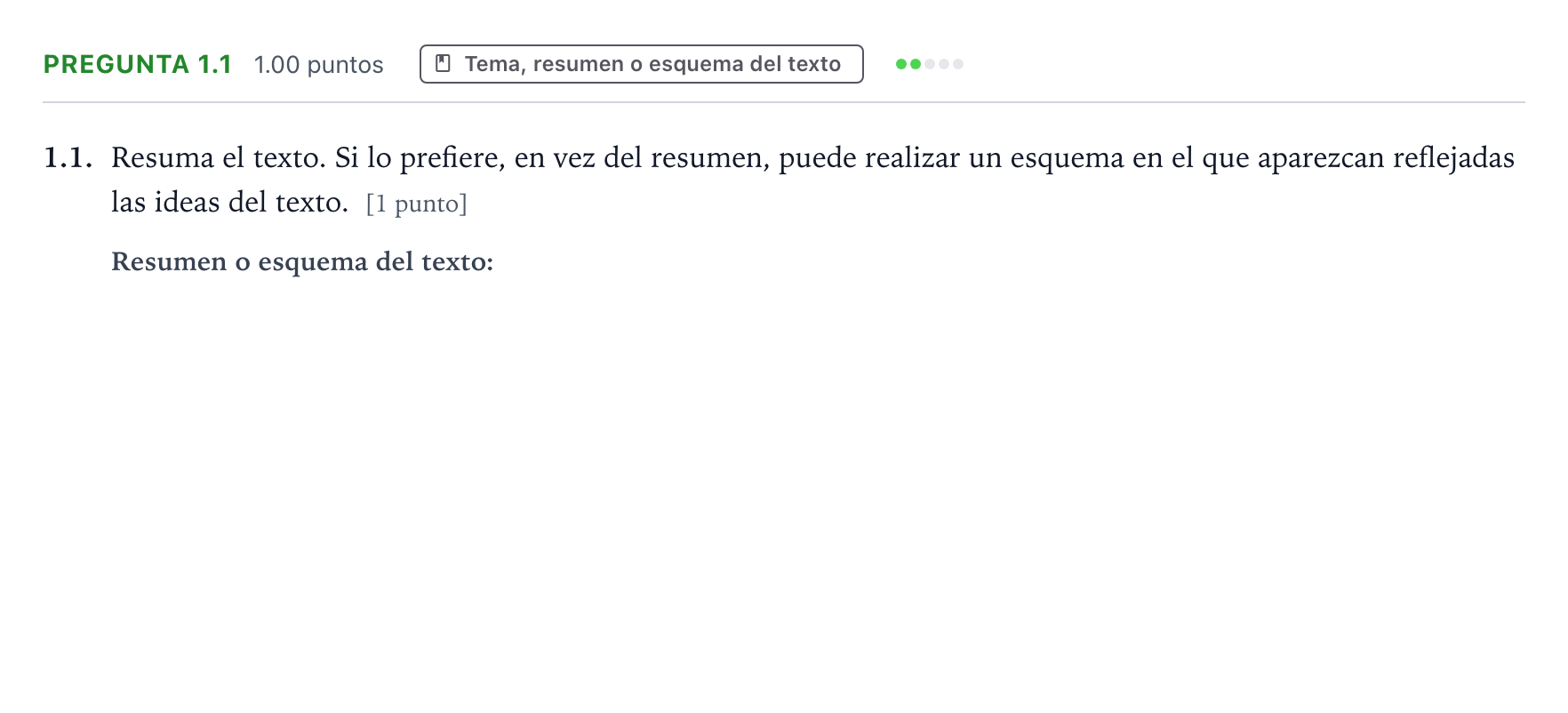 Enunciado: Pregunta 1.1 · Lengua Castellana y Literatura II PAU Galicia Ordinaria 2022