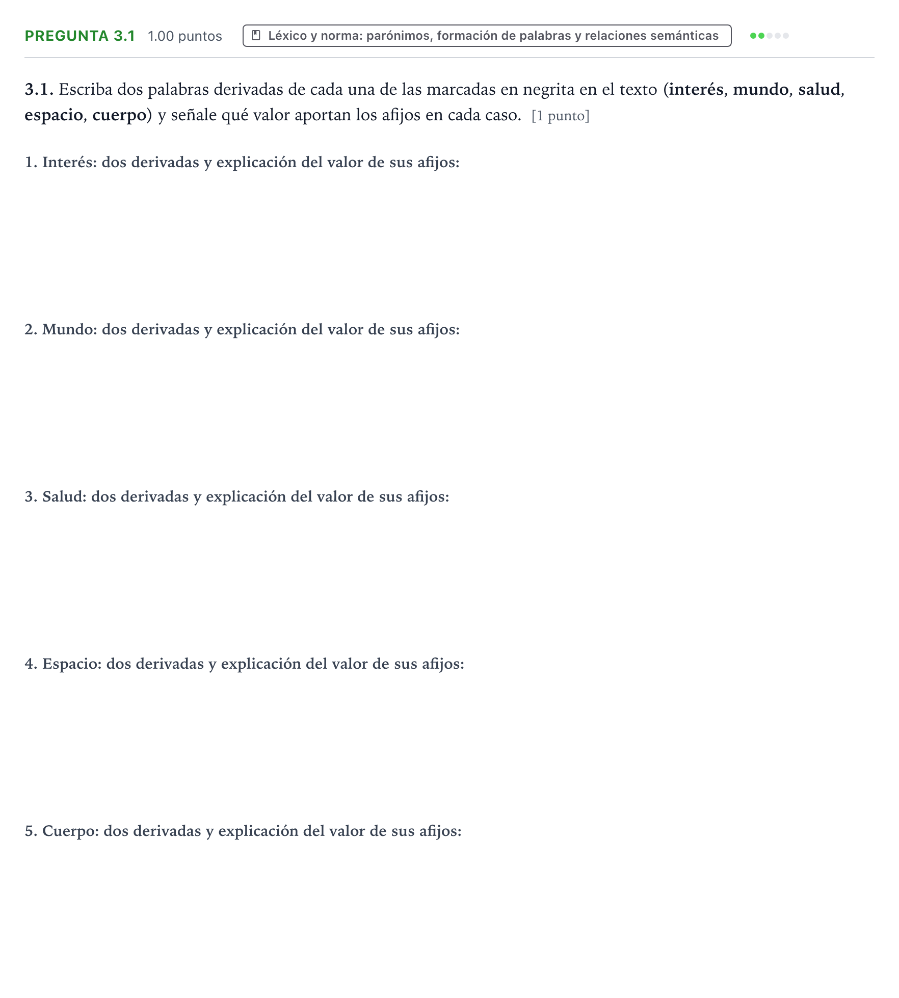 Enunciado: Pregunta 3.1 · Lengua Castellana y Literatura II PAU Galicia Ordinaria 2022