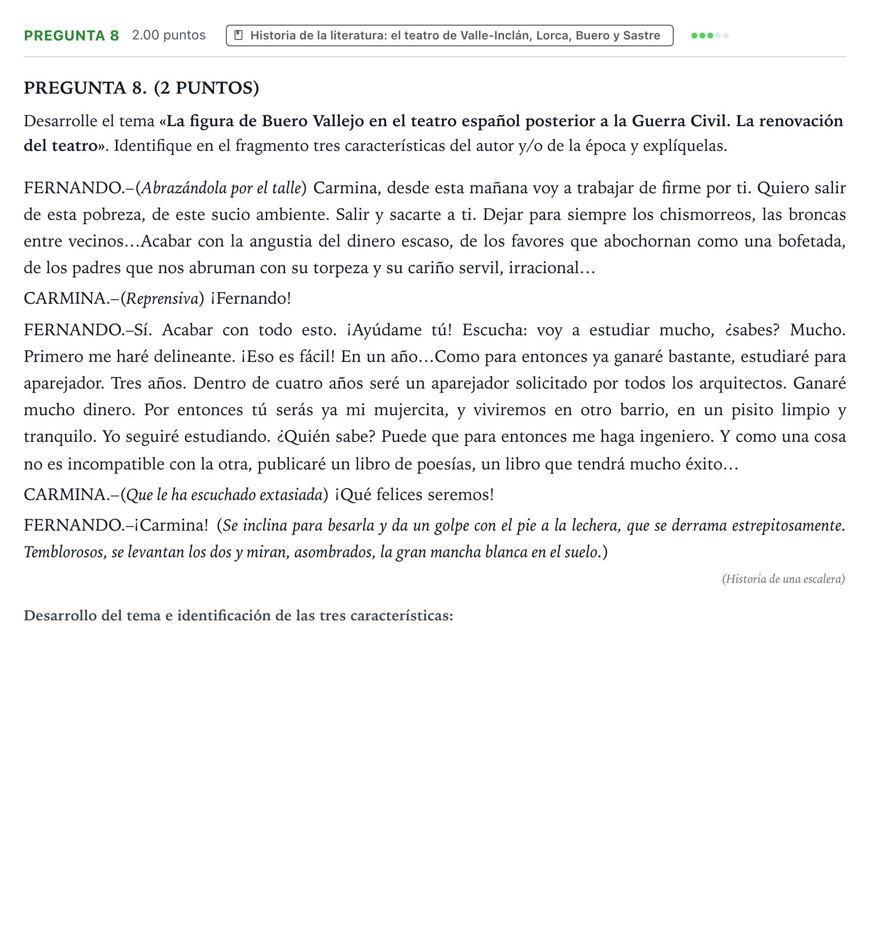 Enunciado: Pregunta 8 · Lengua Castellana y Literatura II PAU Galicia Ordinaria 2022
