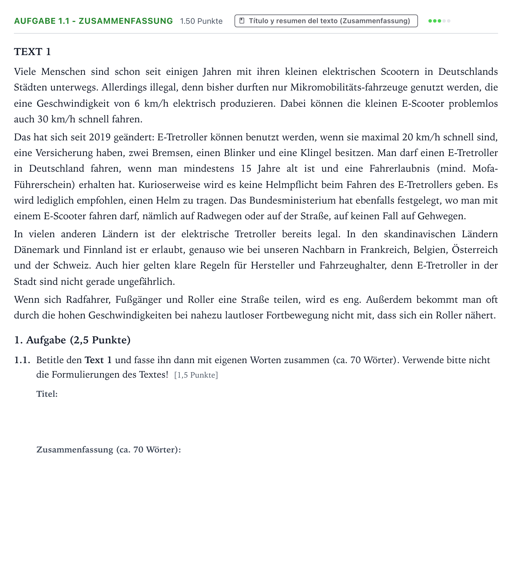 Enunciado: Ejercicio 1.1 - Zusammenfassung · Alemán PAU Galicia Ordinaria 2022