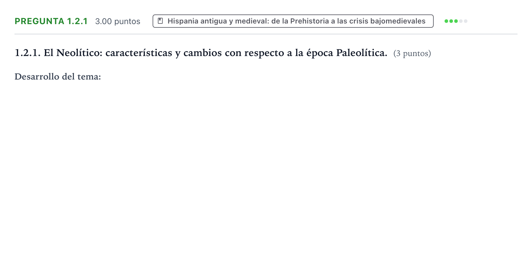 Enunciado: Pregunta 1.2.1 · Historia de España PAU Galicia Extraordinaria 2022