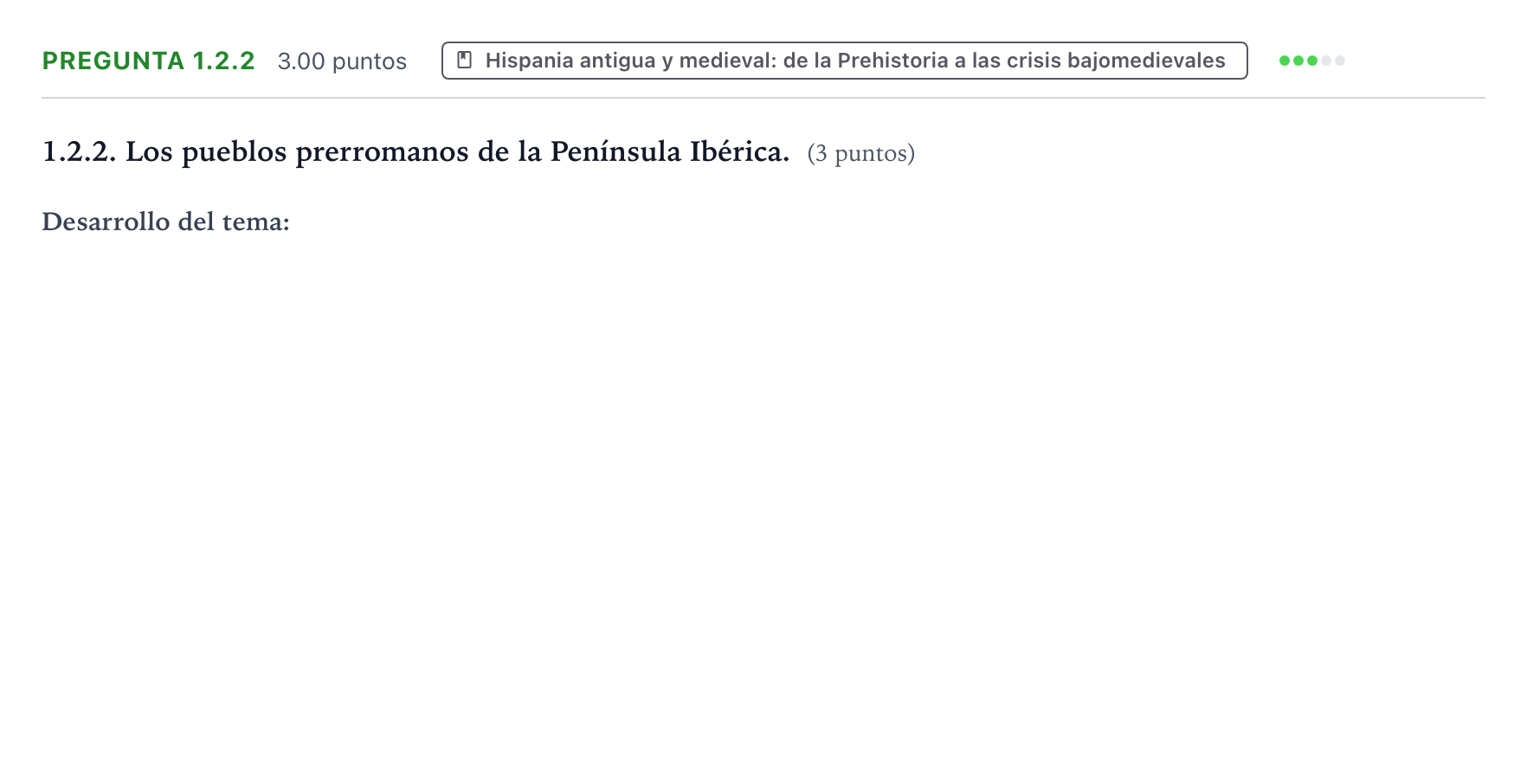 Enunciado: Pregunta 1.2.2 · Historia de España PAU Galicia Extraordinaria 2022