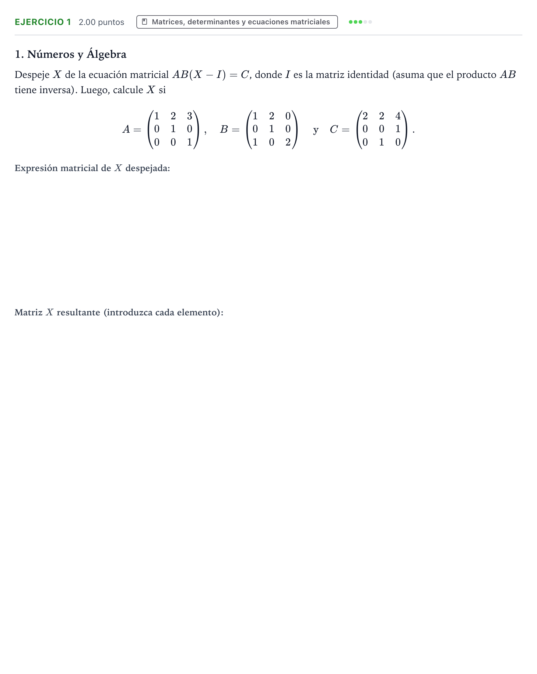 Enunciado: Problema 1 · Matemáticas II PAU Galicia Ordinaria 2022