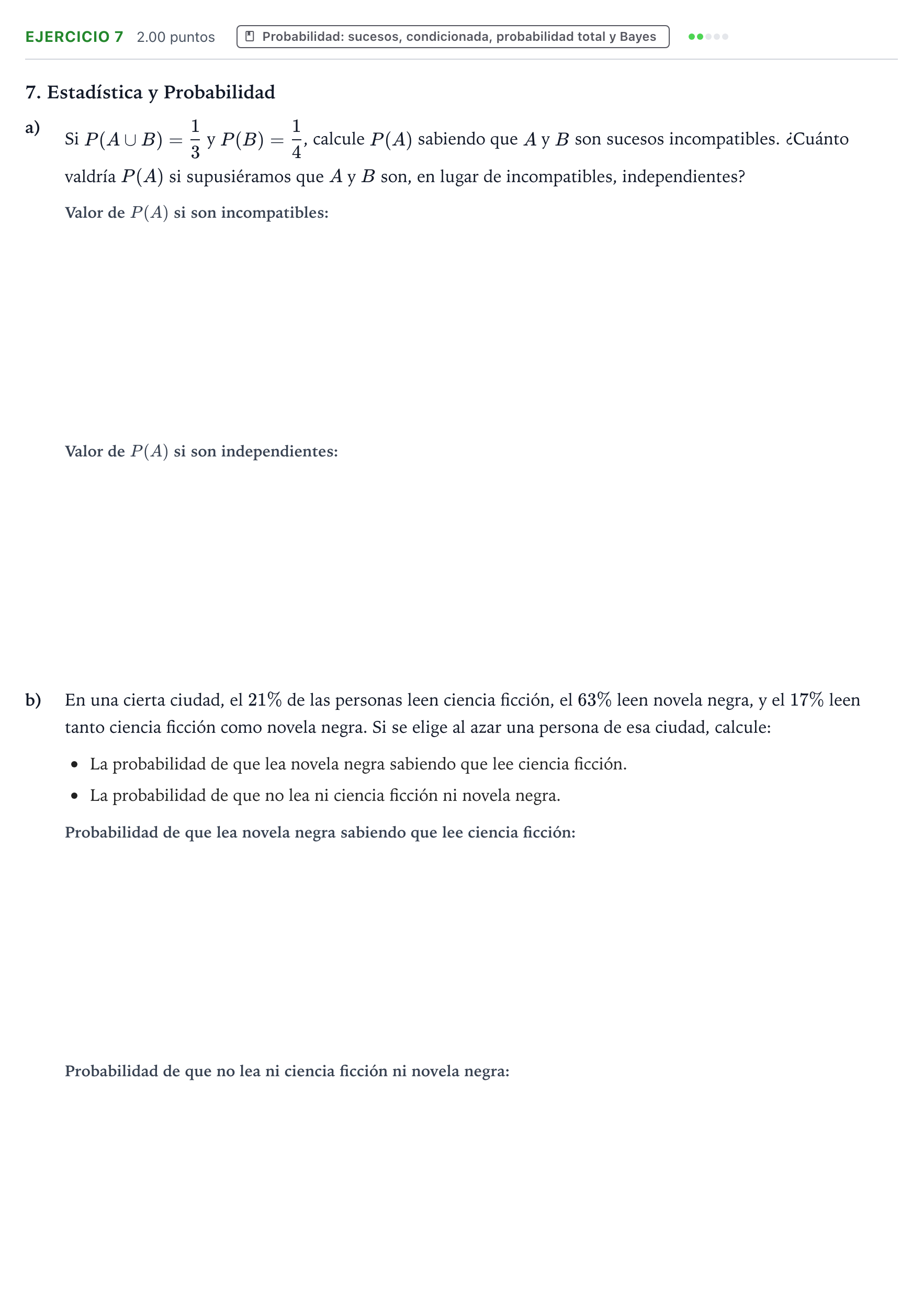 Enunciado: Problema 7 · Matemáticas II PAU Galicia Ordinaria 2022