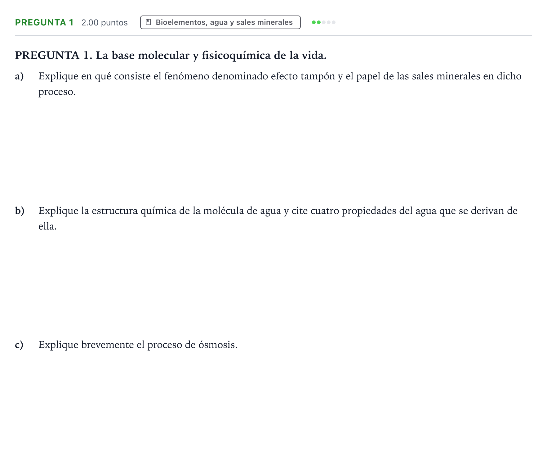 Enunciado: Pregunta 1 · Biología PAU Galicia Ordinaria 2022