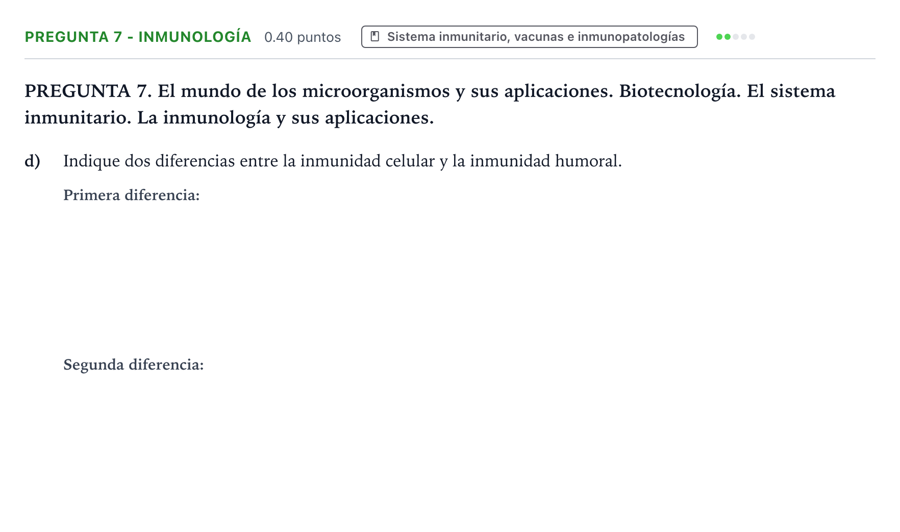Enunciado: Pregunta 7 - Inmunología · Biología PAU Galicia Ordinaria 2022
