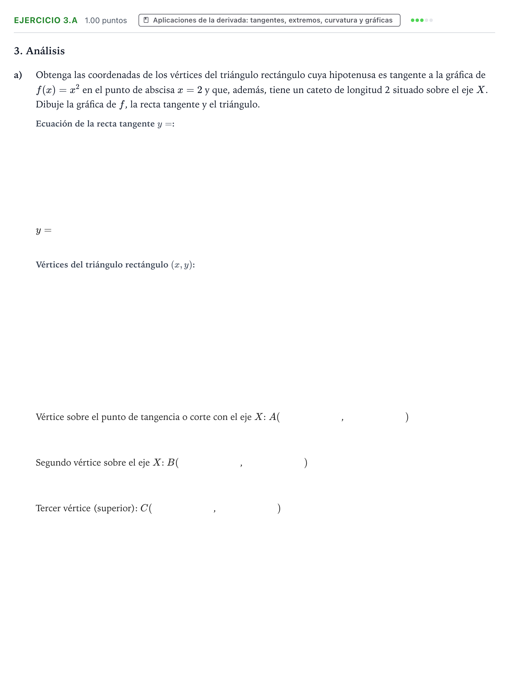 Enunciado: Ejercicio 3.a - Aplicaciones de la derivada · Matemáticas II PAU Galicia Extraordinaria 2022